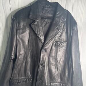 Y2K Men Genuine Lambskin Leather Racer Motorcycle Jacket Black Claiborne Sz XL